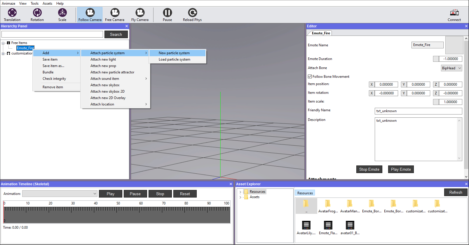 Add Particle System Animaze Editor Add to Emote