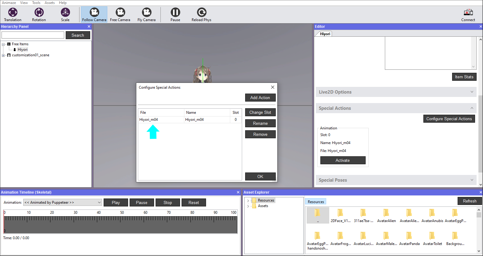 Animaze Manual - Learn how to configure avatar Special Actions
